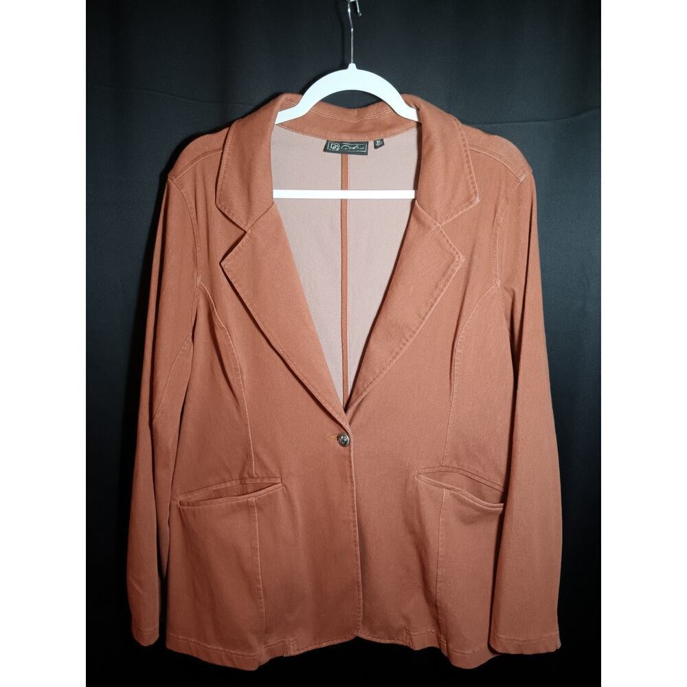 DG2 Diane Gilman Women’s XL Rust Orange Super Stretch Button Front Jacket - Picture 2 of 5